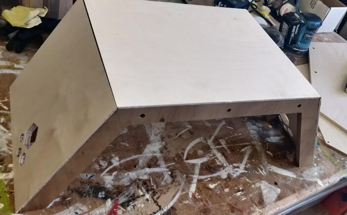 wooden prototype side stood on the shorter sides